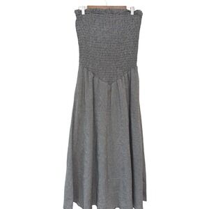 A & She Women's Strapless Dress Basque Waist Ruched Top Black Striped size M